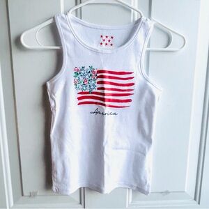 Girls White Tank Top USA American Flag Red White And Blue Size Medium 7/8 NWOT